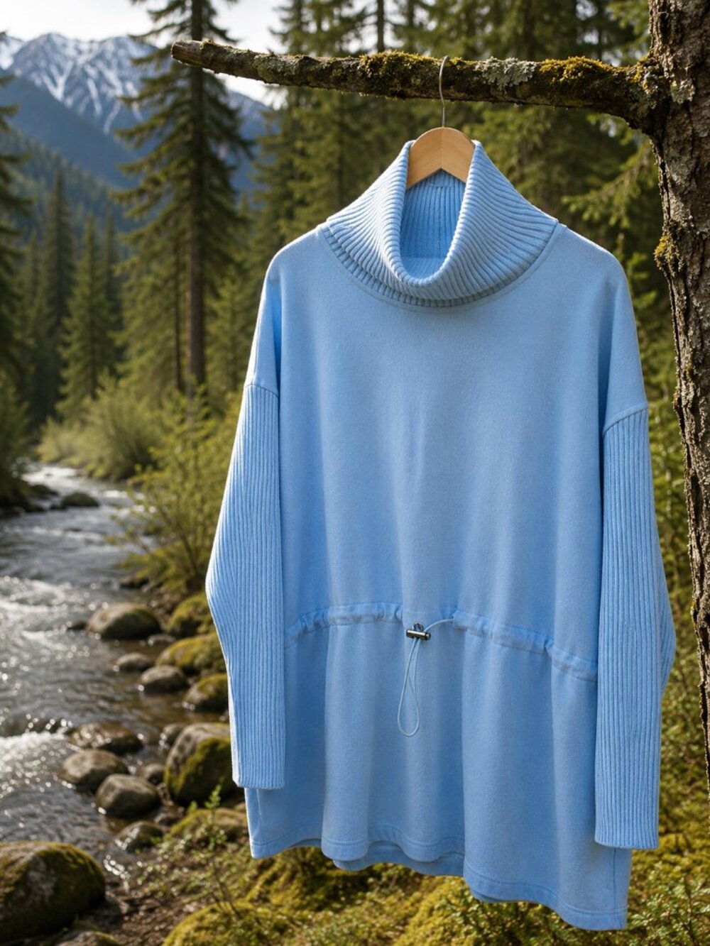 Livi Light Blue Funnel Neck Tunic Sweater Size 18/20 Plus Size Cozy Casual